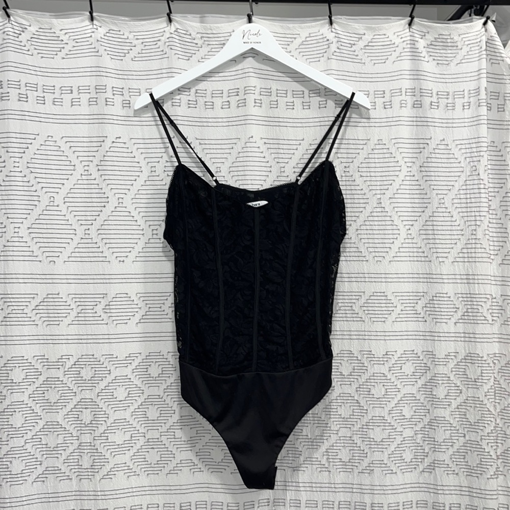 NWOT Bar III Lace Thong Bodysuit- Size L